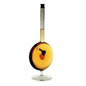 Glasflasche Karaffe am Fuß mit farb. Apfel Höhe ca. 25 cm Inhalt 0,2 Liter mundgeblasen Klarglas Angebot