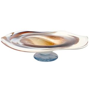 Glasschale am Fuß Durchmesser 18 cm Höhe 6 cm braun beige weiß Angebot Serie Sienna