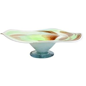 Grüne Glasschale am Fuß Smeralda Durchmesser 18 cm Höhe 6 cm grün weiß beige Angebot