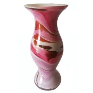 Rosa Vase Höhe ca. 26 cm mundgeblasen mehrfarbig marmoriert
