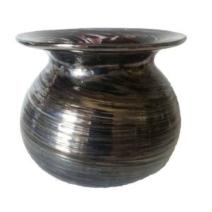 Runde Glasvase Wiesenblumen Durchmesser 10 cm Höhe 7,5 cm schwarz bunt mundgeblasen
