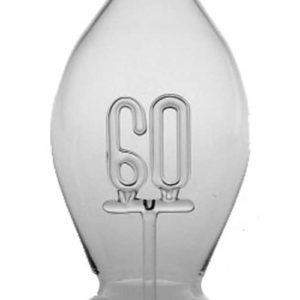 Glas Karaffe mit Jahreszahl 60 in Innerem  Inhalt 0,5 Liter mundgeblasen Klarglas