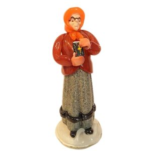 Böhmische Glas Figur Vintage Frau mit Bibel Sammlerfigur Höhe ca. 19 cm  Handarbeit bunt