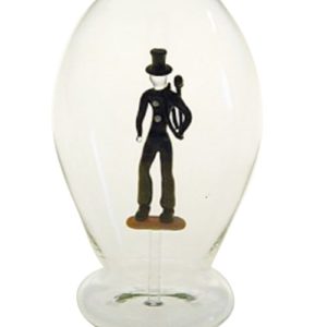 Glas Karaffe Dekoflasche mit farb. Kaminkehrer Höhe 30 cm Inhalt 0,5 Liter Klarglas mundgeblasen