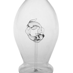 Glas Karaffe mit Sternzeichen Horoskop Fisch in Innerem Höhe 30 cm Inhalt 0,5 Liter mundgeblasen Klarglas