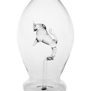 Glas Karaffe mit Sternzeichen Horoskop Löwe in Innerem Höhe 30 cm Inhalt 0,5 Liter mundgeblasen Klarglas