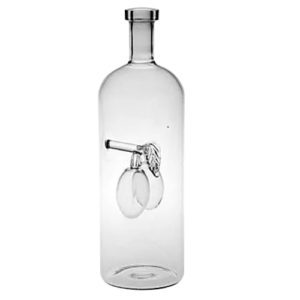 Glasflasche mit Zwetschgen - Karaffe klarglas mit Frucht Zwetschge | 24,5 cm Klarglas transparent
