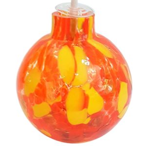 Orange farbene Öllampe rund gelb orange mundgeblasen Durchmesser 9 cm für 4 mm Rundocht