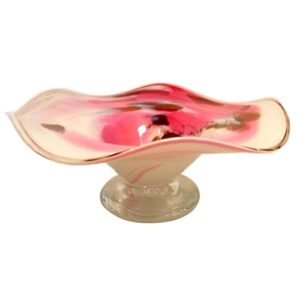 Glasschale am Fuß Durchmesser 18 cm Höhe 6 cm rosa beige weiß Angebot