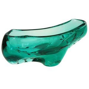 Grüne Schale Länge ca. 26 Höhe cm 11 Breite 6,5 cm modern Glas Schale mundgeblasen grün transparent Serie Sandro