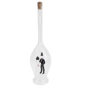 Flasche Karaffe & Korken mit buntem Brautpaar Hochzeit  Höhe 30 cm Füllmenge 0,5 Liter