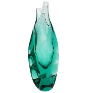 Grüne Vase schmal transparentes grünes Glas mundgeblasen Höhe ca.26 cm Serie Sandro