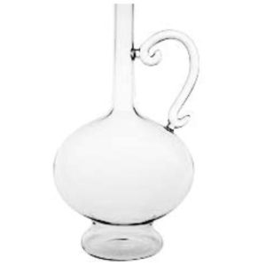 Henkelkrug mundgeblasen  m it Glasstopfen Füllmenge 0,5 Liter Höhe 28 cm Klarglas