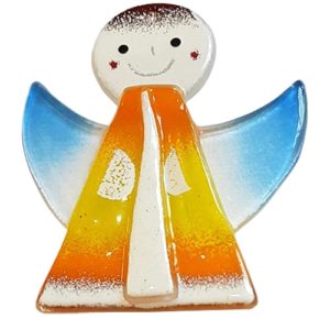 Engel zum hängen Glasengel Serie Lilia Höhe 8 cm gelb orange Breite 7 cm