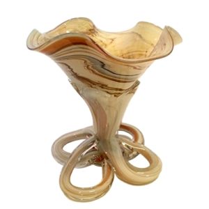 Kerzenständer beige bunt Glas für Kugelkerzen Höhe 12 cm mundgeblasen Serie Sienna