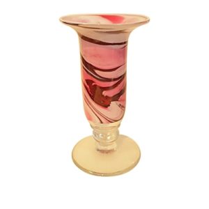 Rosa farbige Vase Sonderangebot Höhe ca. 25 cm auf einem klaren Glasfuß mundgeblasen rosa beige weiß Angebot