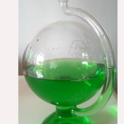 Goethe Barometer grün Wetterglas antiker Stil rund zum stellen Größe ca. 11,5 x 20 cm