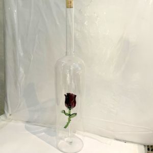 XXL Flasche Karaffe & Korken mit rote Rose  Höhe ca. 46 cm Füllmenge 2 Liter