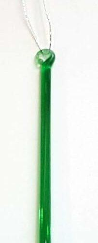 Glastropfen zum aufhängen grün irisierend mit silberfarbigen Bändchen Glasträne Länge ca. 12 cm Durchmesser 7 mm