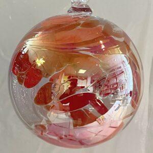 Kugel zum hängen bunte Glaskugel rot klar Fensterdekoration mundgeblasenes Kristallglas Durchmesser ca. 10 cm Oberstdorfer Glashütte