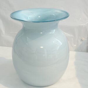 Ocean Mundgeblasene  Kugel Glas Vase türkis weiß marmoriert Höhe ca 20 cm Ø ca 15 cm