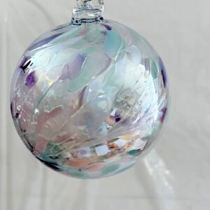 Kugel zum hängen bunte Glaskugel türkis violett klar mundgeblasenes Kristallglas Durchmesser ca.8 cm