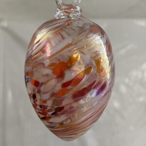 Glasei mundgeblasen zum hängen orange weiß klar Osterei Osterdekoration Höhe 8,5 cm Durchmesser 4,8 cm Tia