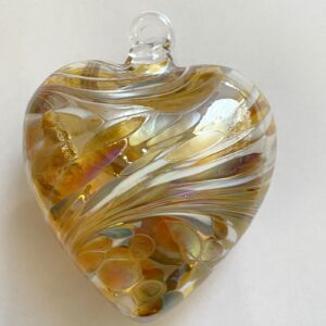 Herz zum hängen  amber weiß Glas Herz Höhe 9 cm Breite 7,5 cm Tiefe 4 cm mundgeblasen Johanna