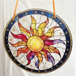 Sonne zum hängen Fensterdekoration Sonnenfänger Serie Sally Durchmesser 20 cm Glas gelb orange rot Acrylglas bunt
