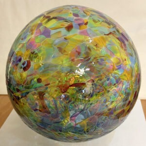 XXl Glas Kugel bunt zum hinstellen Durchmesser ca. 27 cm ausgefallenes XL Glas Design Objekt mundgeblasener Riesen Kristallglas Ball Bodenkugel